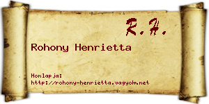 Rohony Henrietta névjegykártya